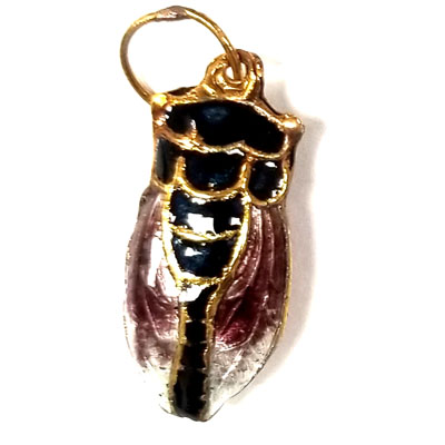 ENAMEL CICADA 11X24MM BLACK